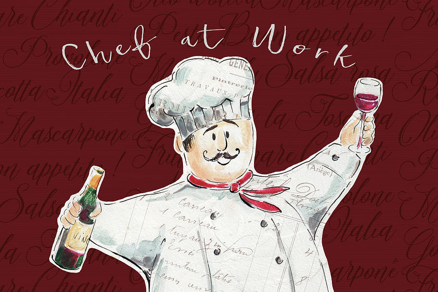 Wine Painting - Chef At Work II by Daphne Brissonnet