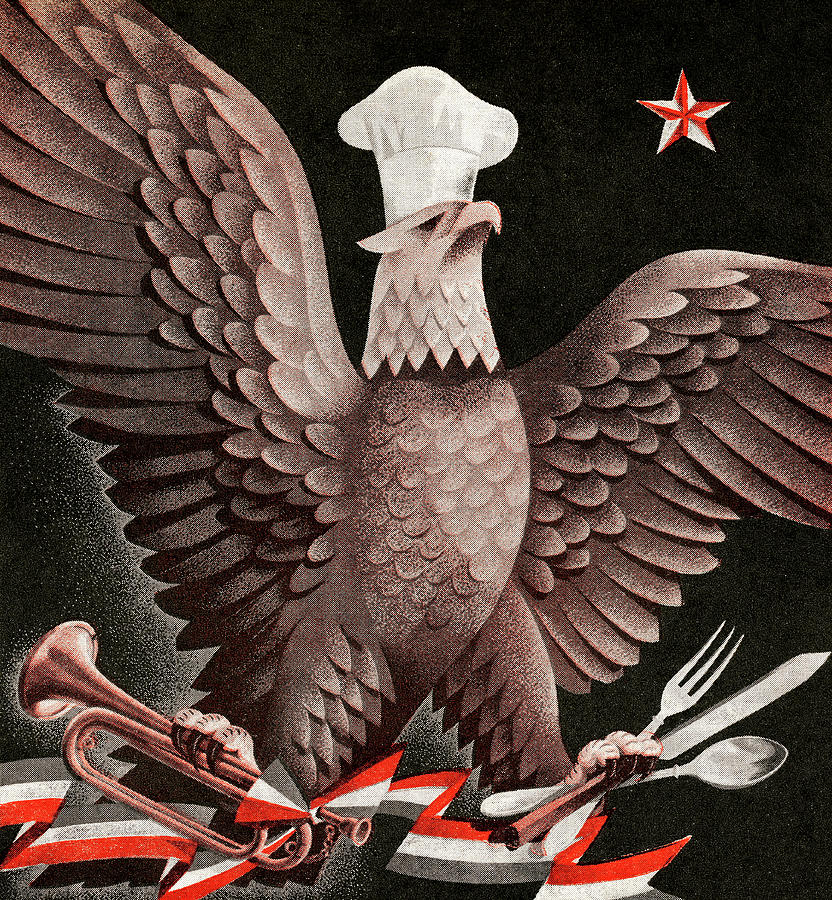 Eagle Drawing - Chef Bald Eagle Emblem by CSA Images