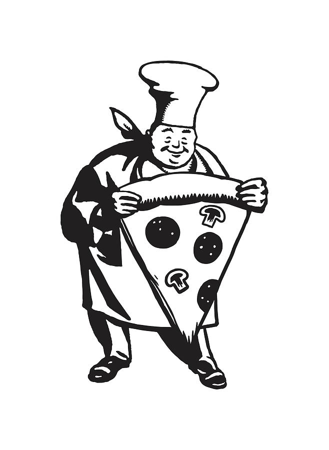 pizza chef clip art black and white