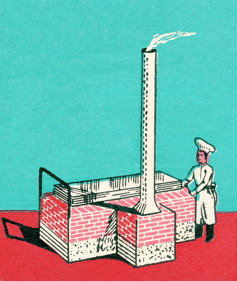 Vintage Drawing - Chef Standing By an Oven by CSA Images