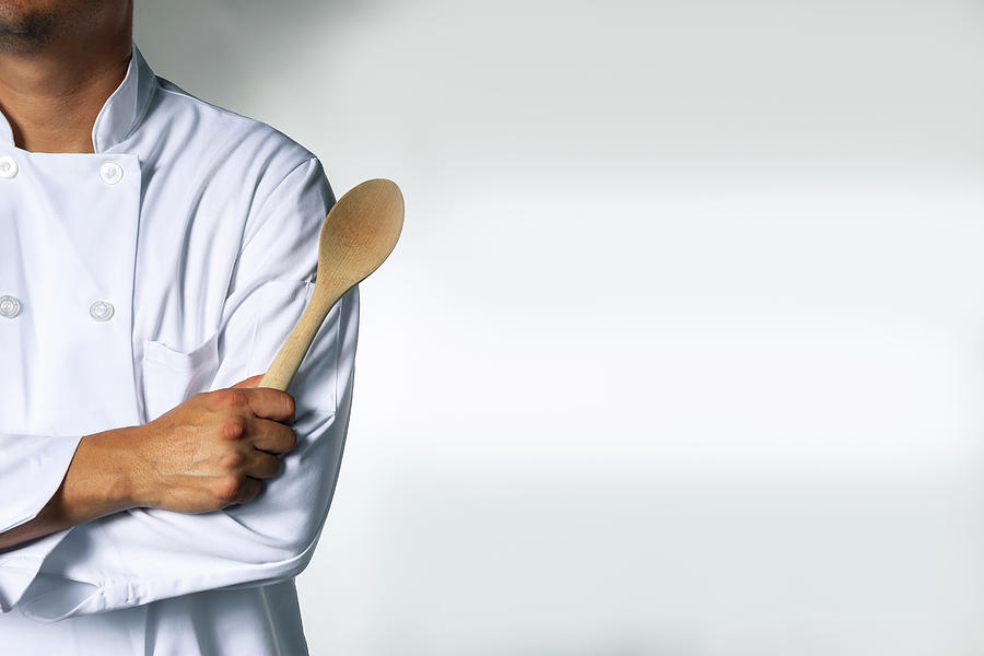 Chef with a spoon background with space for text Photograph by Alexander  Gombash - Fine Art America