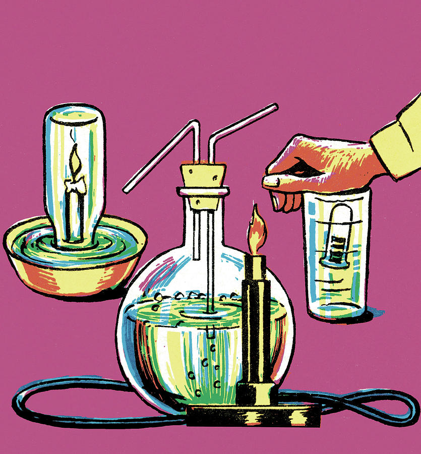 Vintage Drawing - Chemical Experiment by CSA Images