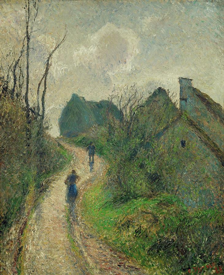 Chemin montant a Osny - ascending path in Osny, 1883. Oil on canvas, 55,5 x 46,2 cm. Painting by Camille Pissarro -1830-1903-