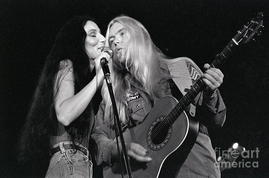 Cher & Gregg Allman Sing Onstage Photograph by Bettmann