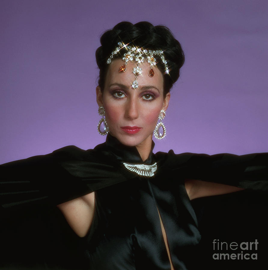 Cher Photograph - Cher Bono In Black Satin And Jewels by Bettmann