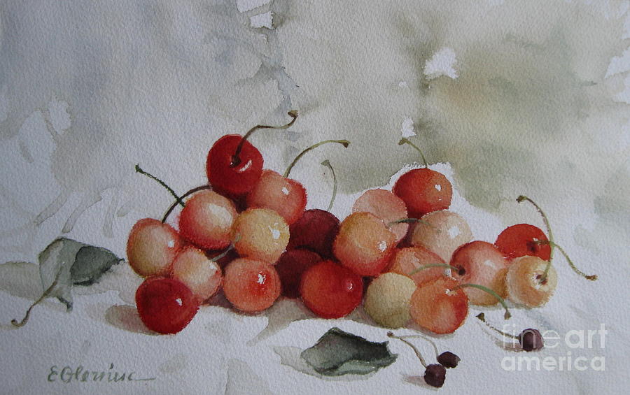 Cherries 4 Painting by Elena Oleniuc