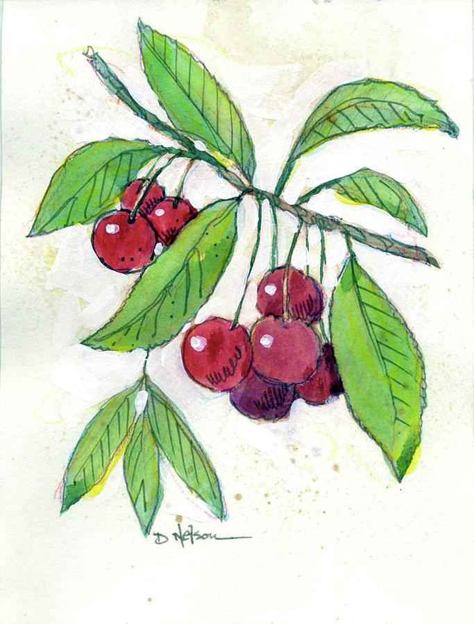 Cherries Painting by Dan Nelson