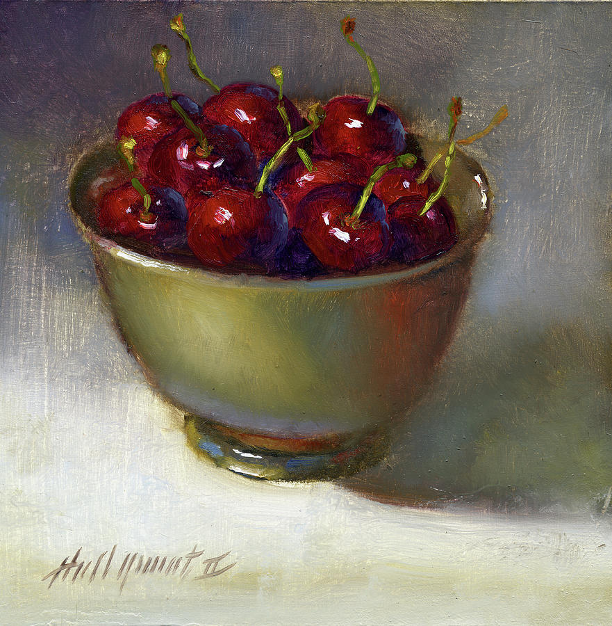 Still Life Painting - Cherries In A Bowl by Hall Groat Ii