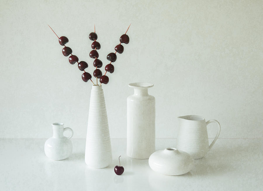 Vase Photograph - Cherries by Jacqueline Hammer