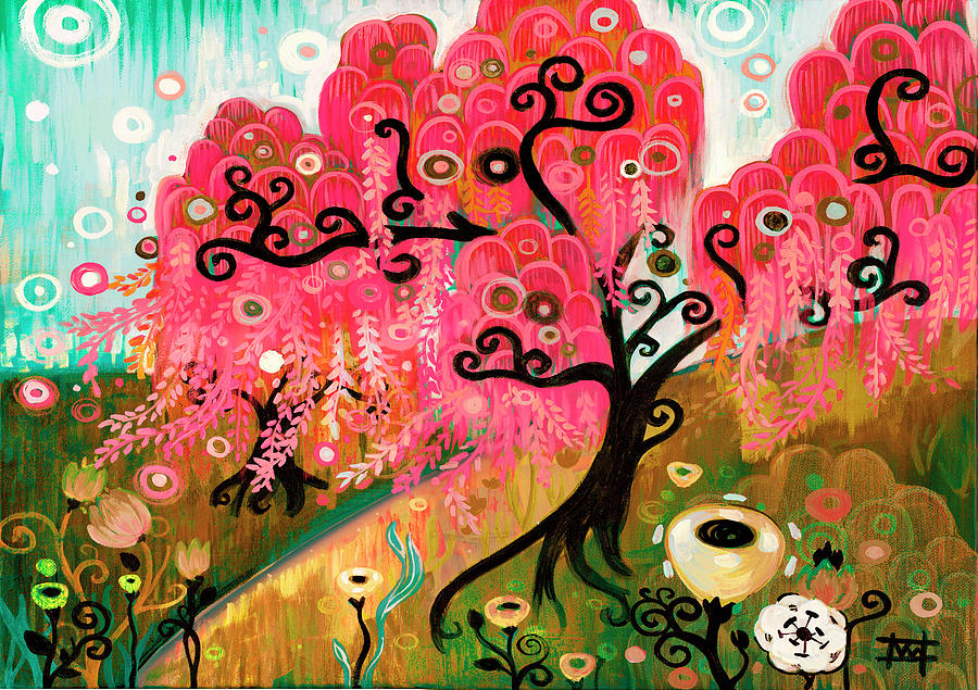 Tree Mixed Media - Cherry Blossom Willow by Natasha Wescoat