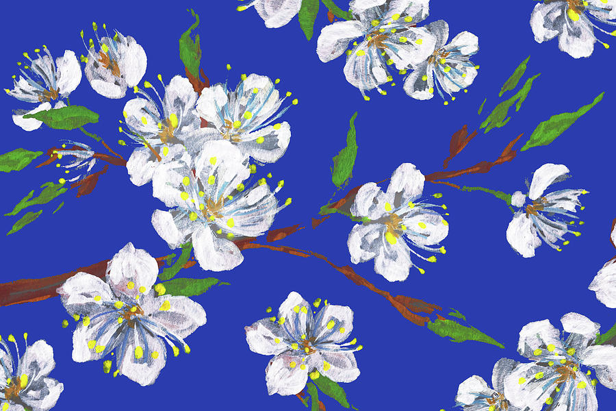 Cherry Blossoms Blue Sky Floral Impressionism Painting by Irina Sztukowski