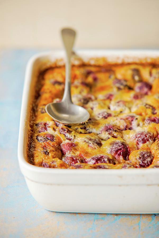 Cherry Clafoutis In An Ovenproof Dish Photograph by Roger Stowell