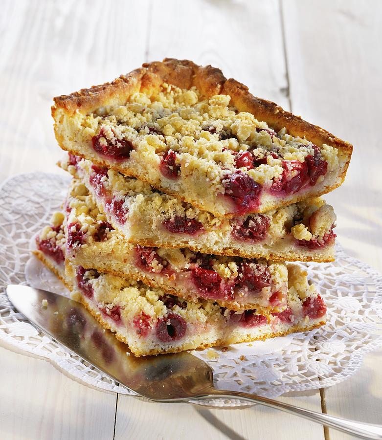 Cherry Crumble Cake Photograph by Foodfoto Kln