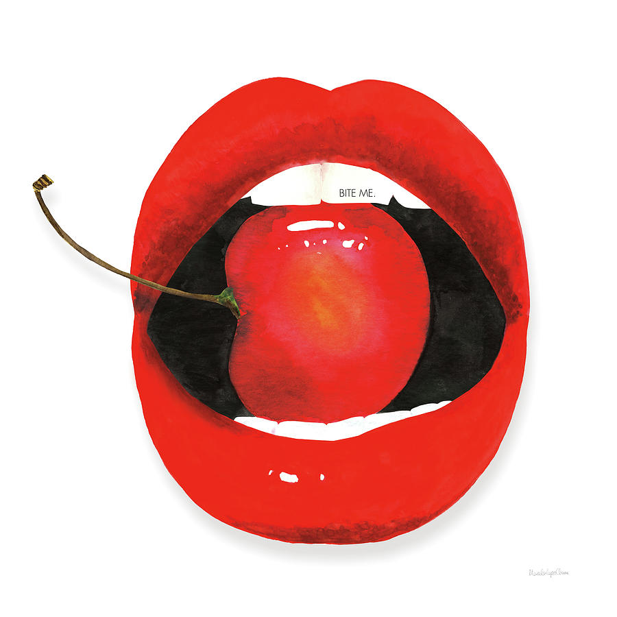 Beauty Painting - Cherry Lips by Mercedes Lopez Charro