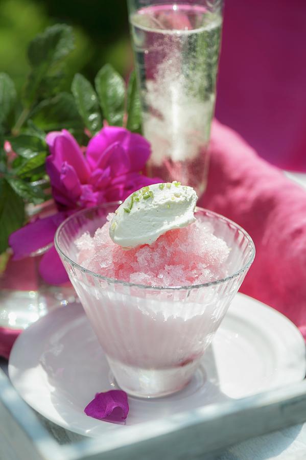 Cherry Prosecco Granita On A Table Outside Photograph by Winfried Heinze