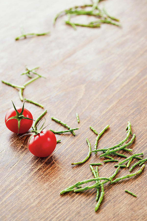 Cherry Tomatoes And Sea Asparagus Photograph by Tre Torri