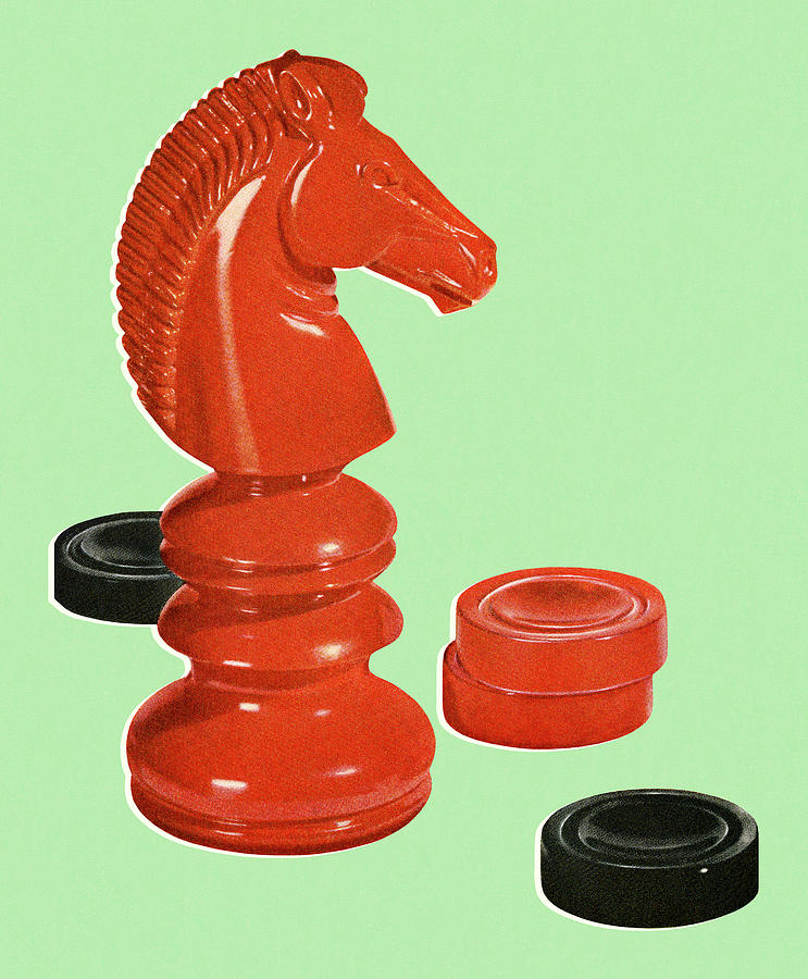Chess Drawing - Chess and Checkers Game Pieces by CSA Images