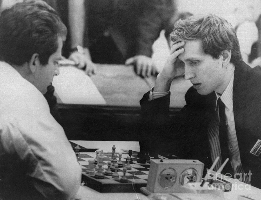 Closeup portrait of Bobby Fischer before match vs Boris Spassky