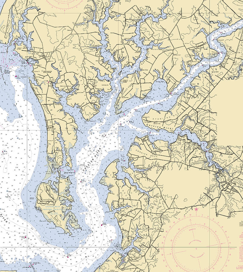 Chester Rivermaryland Nautical Chart Mixed Media by Bret Johnstad