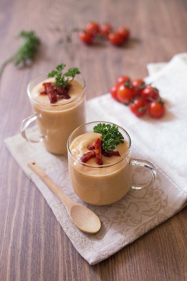 Chestnut Cream Soup With Crispy Bacon Photograph by Tombini