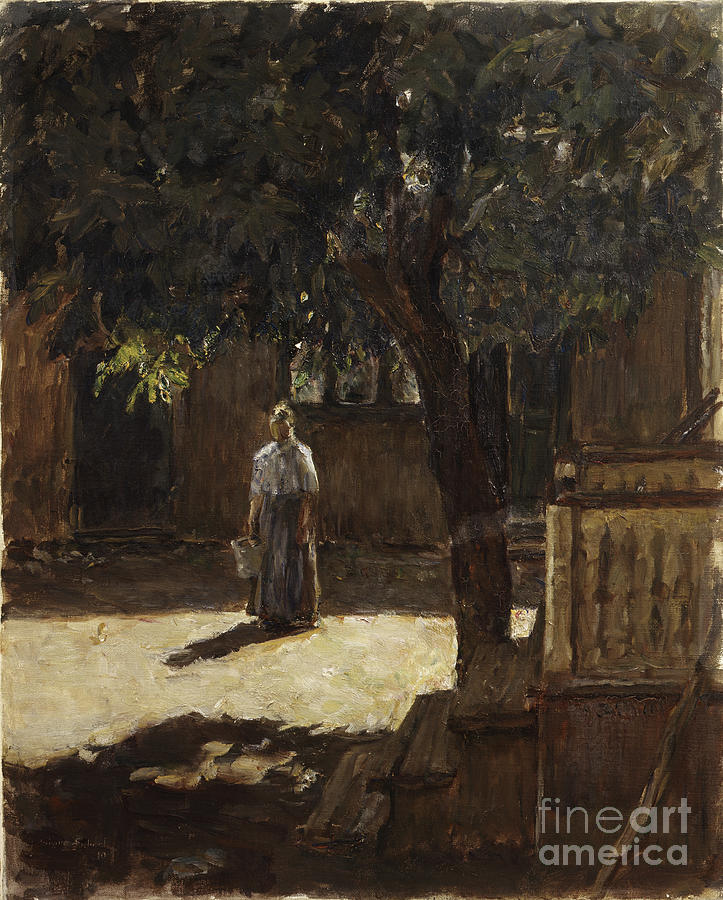 Chestnut Tree In Farm Yard, 1910 Painting by Signe Scheel