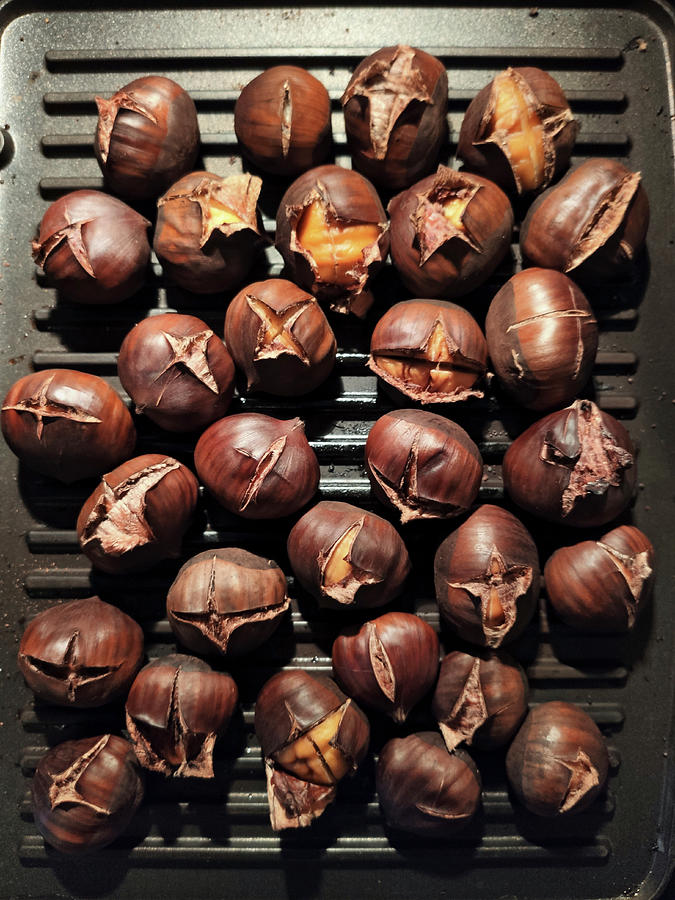 Chestnuts In The Grill Pan Photograph by Petr Gross
