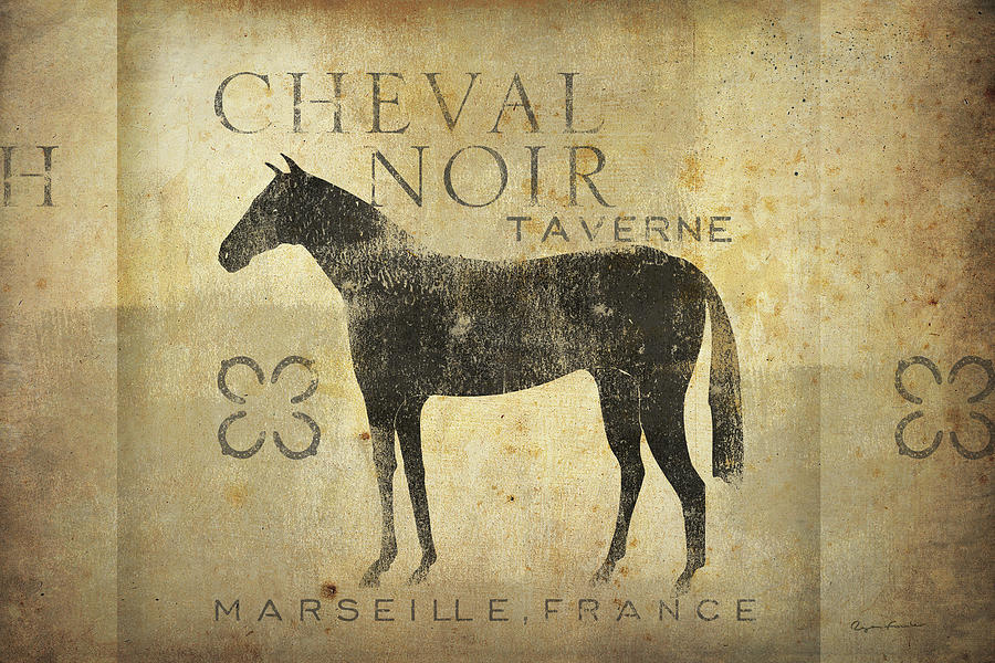 Animal Drawing - Cheval Noir V4 by Ryan Fowler