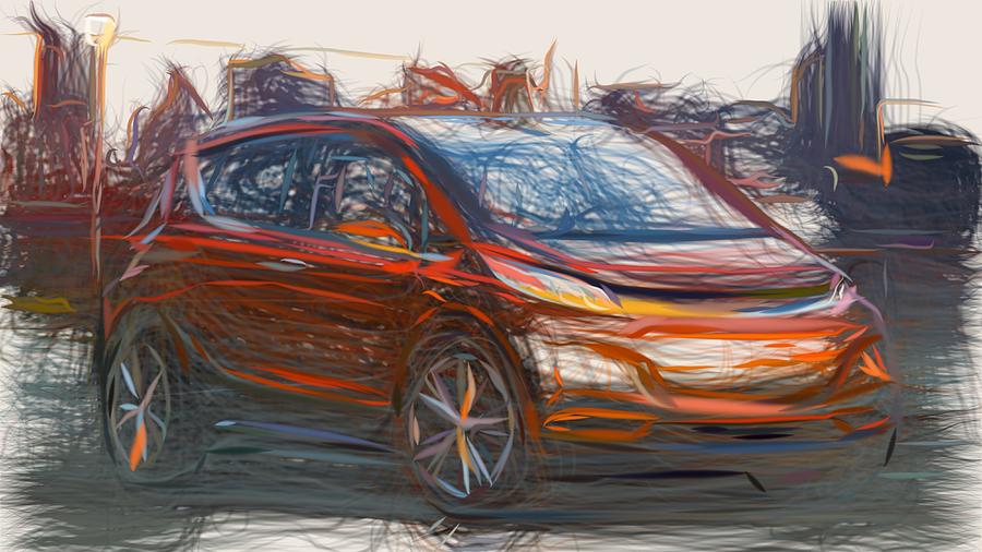 Chevrolet Bolt EV Drawing Digital Art by CarsToon Concept