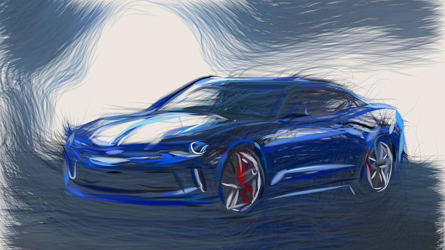 Chevrolet Camaro Hyper Drawing Digital Art by CarsToon Concept