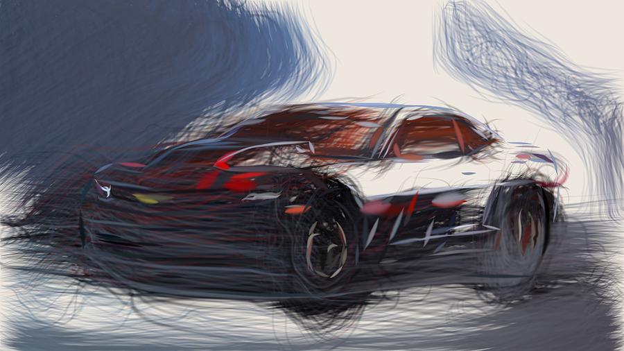 Chevrolet COPO Camaro Drawing Digital Art by CarsToon Concept