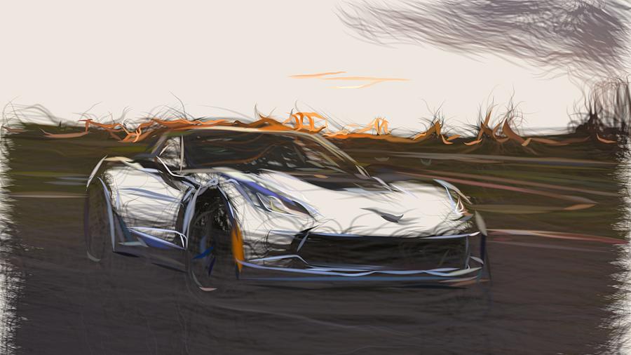 Chevrolet Corvette Carbon Drawing Digital Art by CarsToon Concept