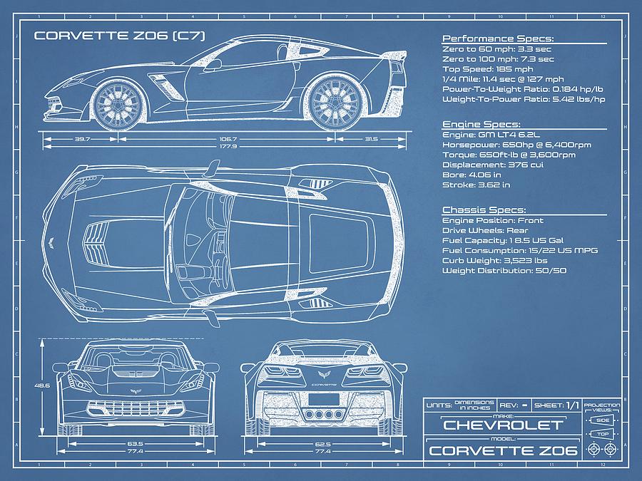Шевроле корвет чертеж