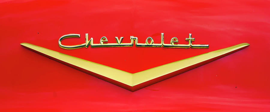American made 1950s car Emblem Photograph by Cathy Anderson