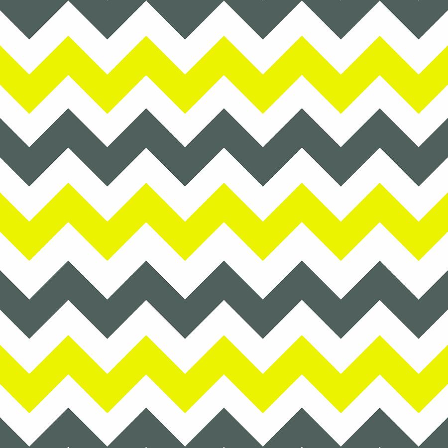 Chevron Pattern In Limelight Yellow Grey and White Digital Art by Taiche Acrylic Art
