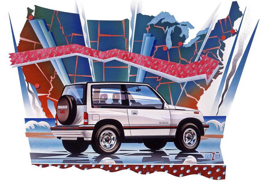Chevy Tracker Car Illustration Painting by Garth Glazier