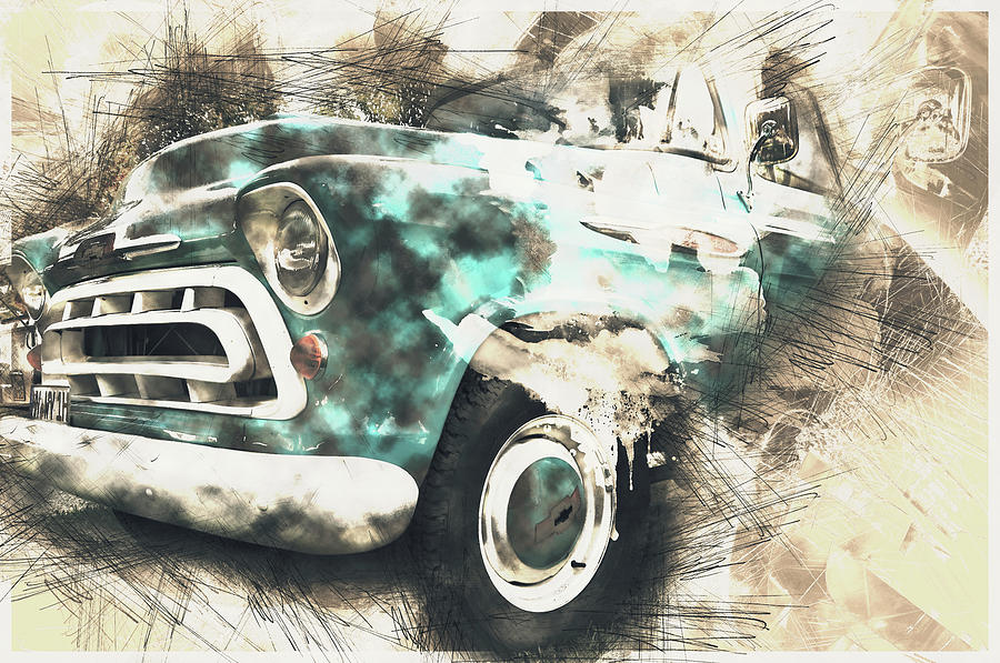Abstract Digital Art - Chevy Truck Abstract by Tim Palmer