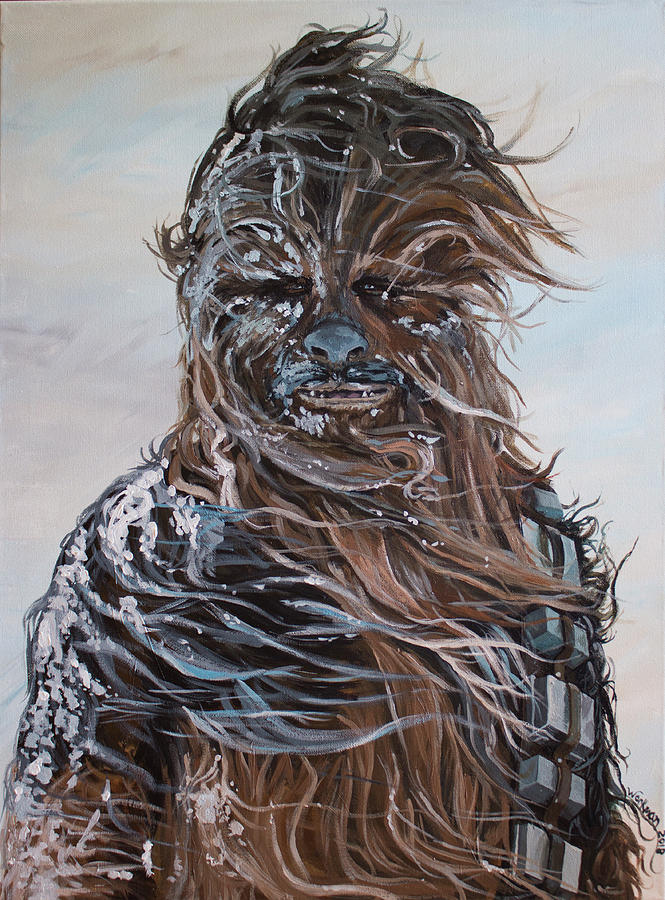 Chewy in the Snow Painting by Tracy Workman