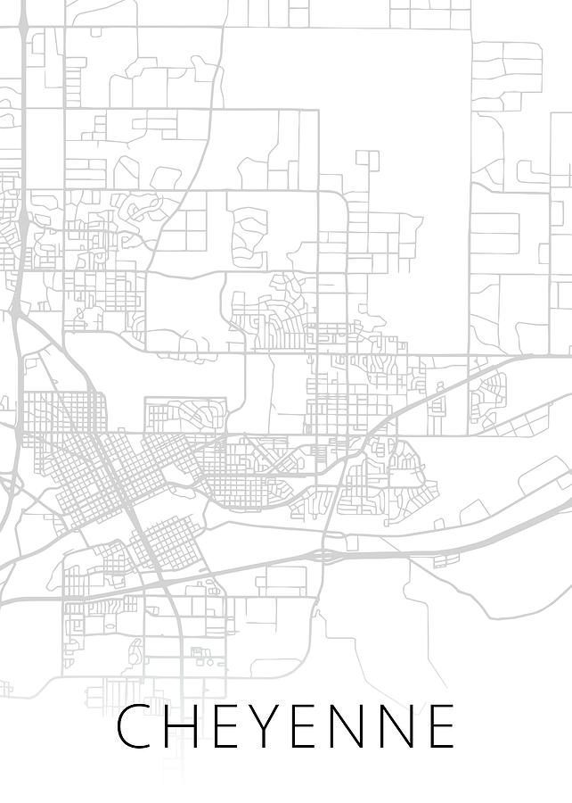 Map Of Cheyenne Wy Cheyenne Wyoming City Street Map Minimalist Black And White Series Mixed  Media By Design Turnpike