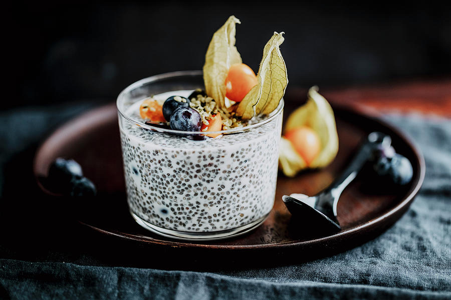 Chia Pudding With Almond Milk And Fruit Photograph by Valeria Aksakova