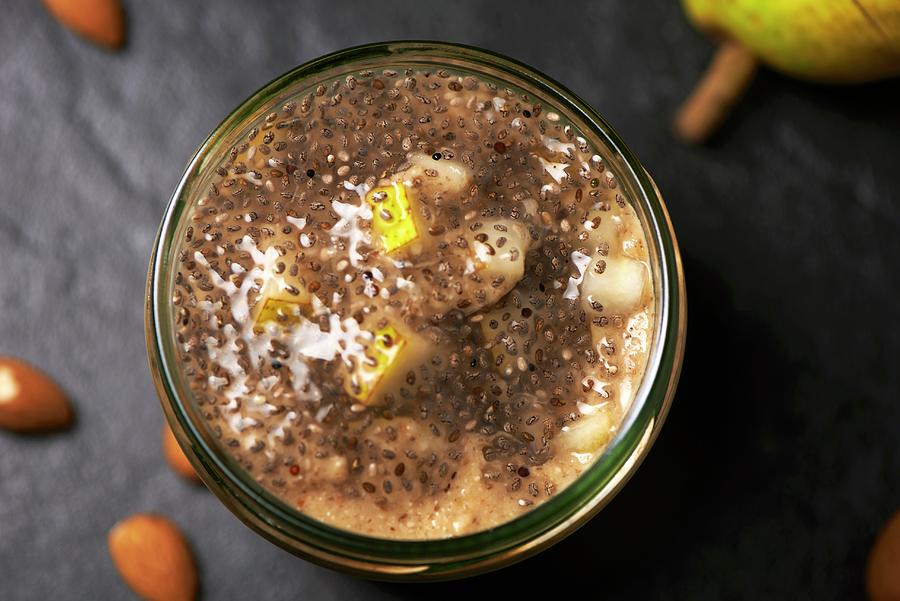 Chia Seed And Pear Cream With Almonds paleo Diet Photograph by Hugo Monteros