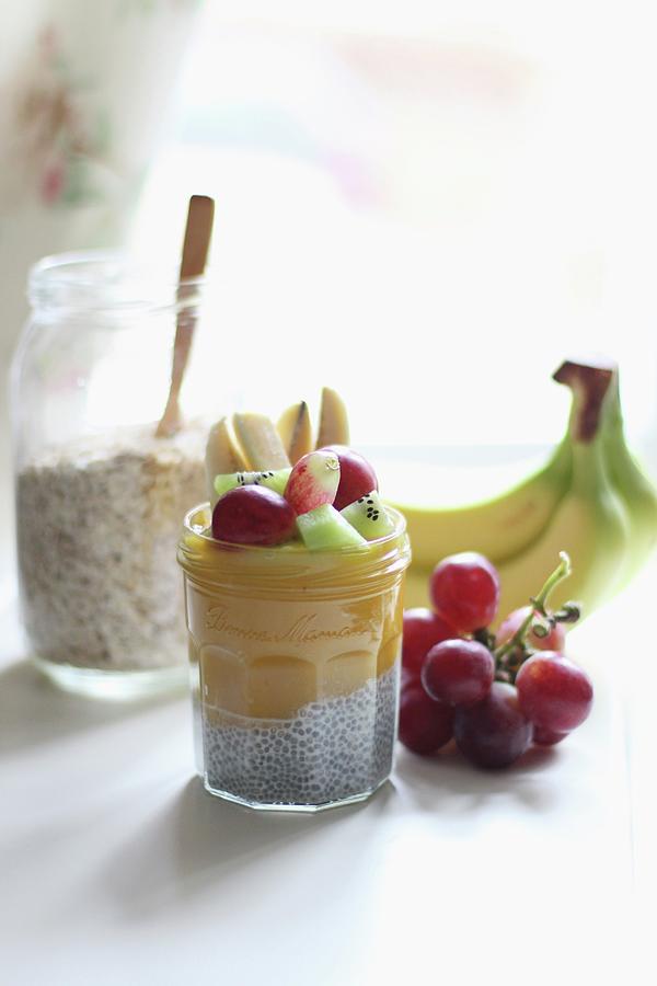 Chia Seeds With Fruit Pure And Fresh Fruit Photograph by Sylvia E.k Photography