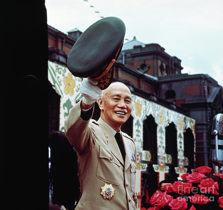 Chiang Kai-shek Waving His Hat Photograph by Bettmann