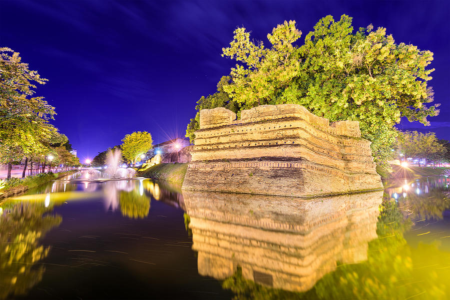Landscape Photograph - Chiang Mai, Thailand Old City Ancient by Sean Pavone