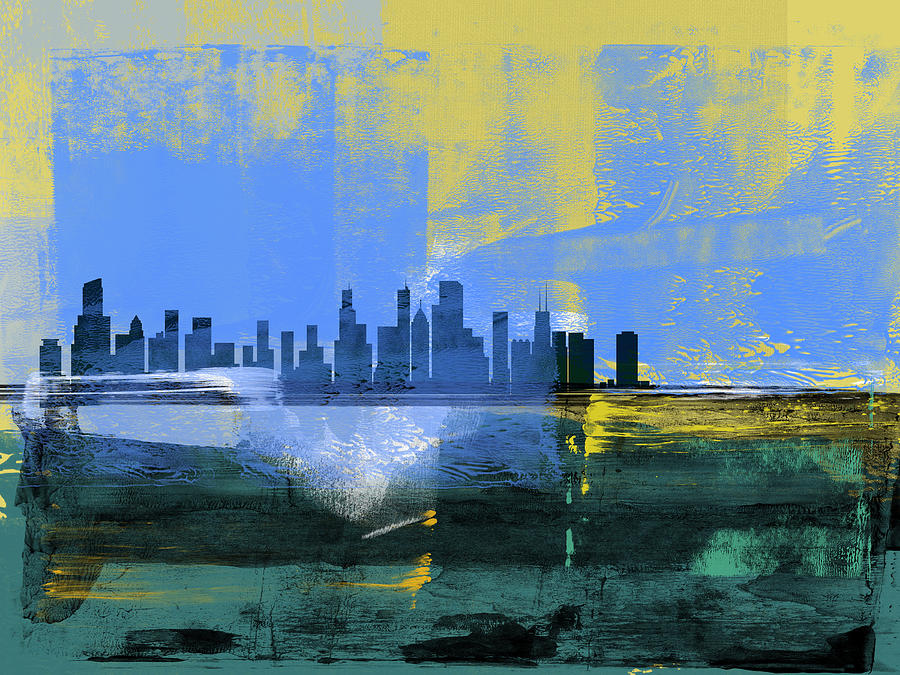 Chicago Mixed Media - Chicago Abstract Skyline I by Naxart Studio