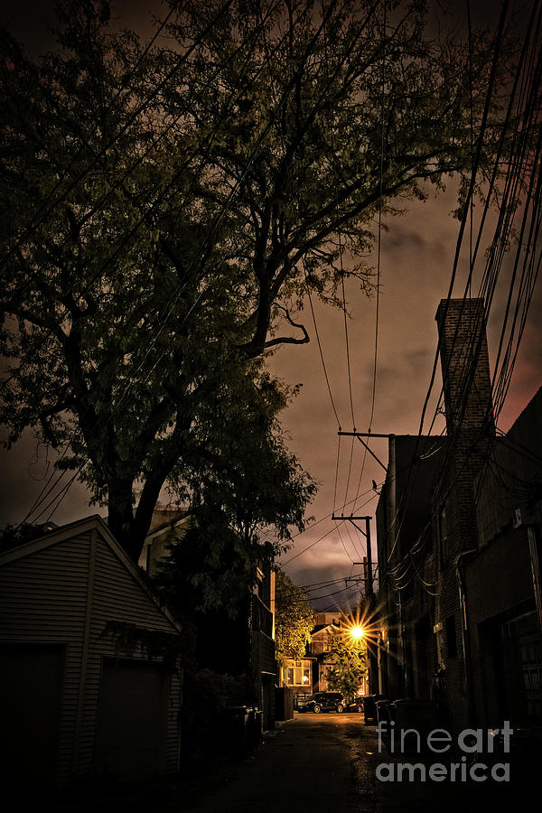 Vintage Photograph - Chicago Alley at Night by Bruno Passigatti