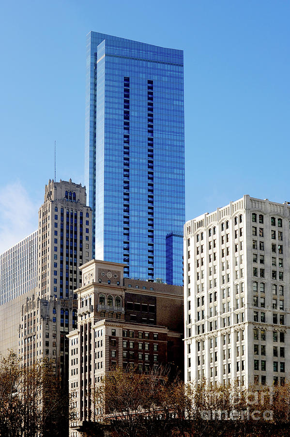 Downtown Chicago Architecture with Skyscrapers and other building.    Photograph by Gunther Allen