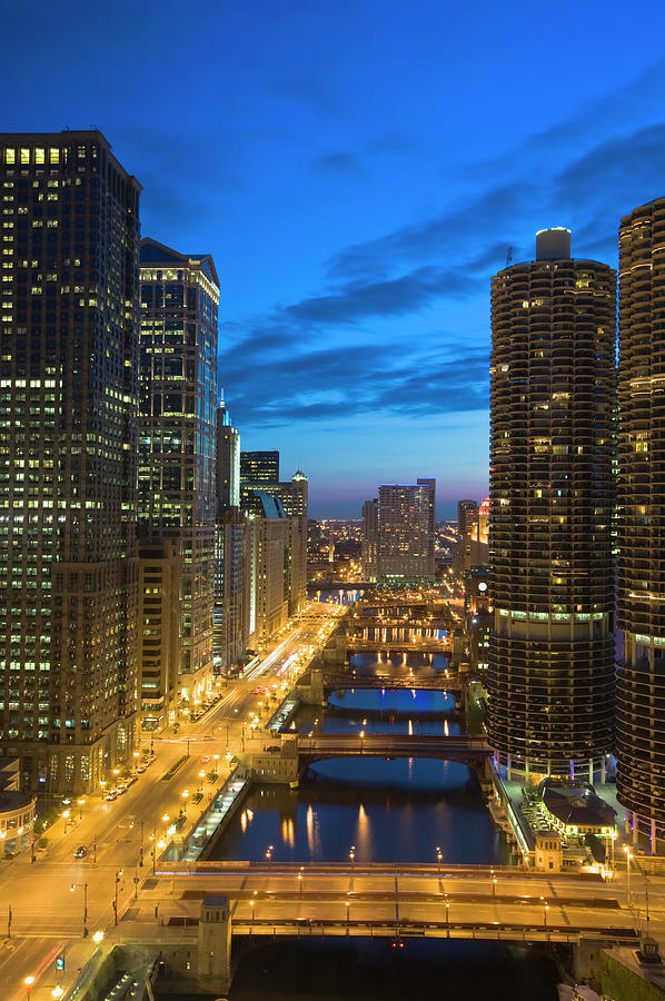 Chicago At Dusk, Illinois, Usa by Fraser Hall