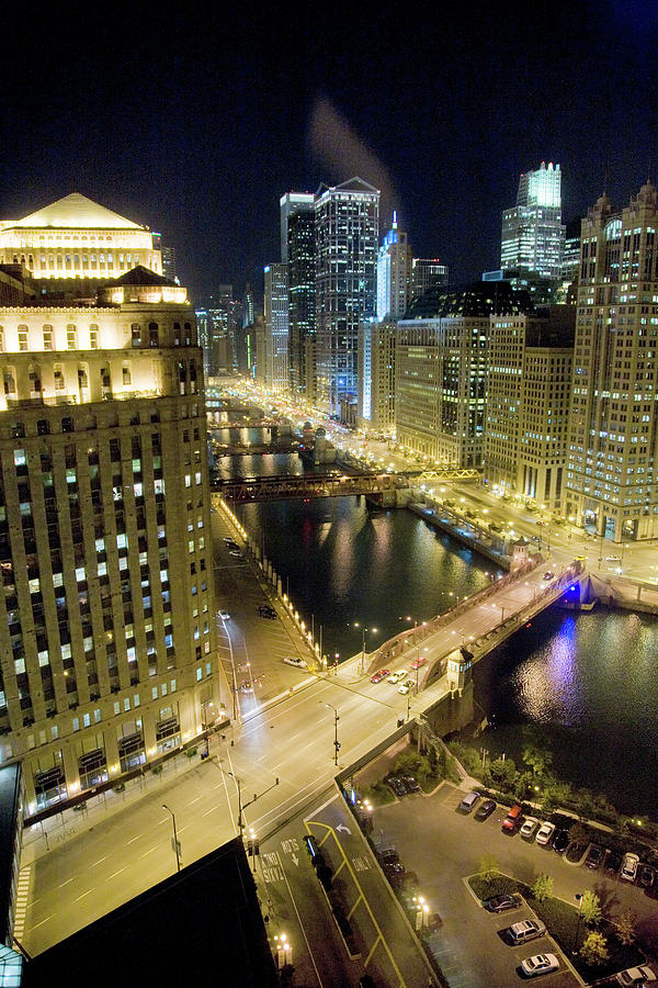 Chicago At Night, Chicago 07 - Color Photograph by Monte Nagler