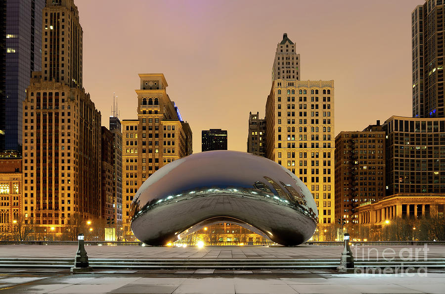 Chicago Bean Cloud Gate at Night Photo Photograph by Paul Velgos