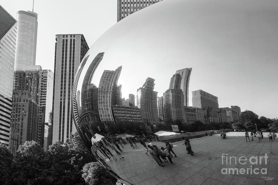 Chicago Bean Reflection Grayscale Photograph by Jennifer White